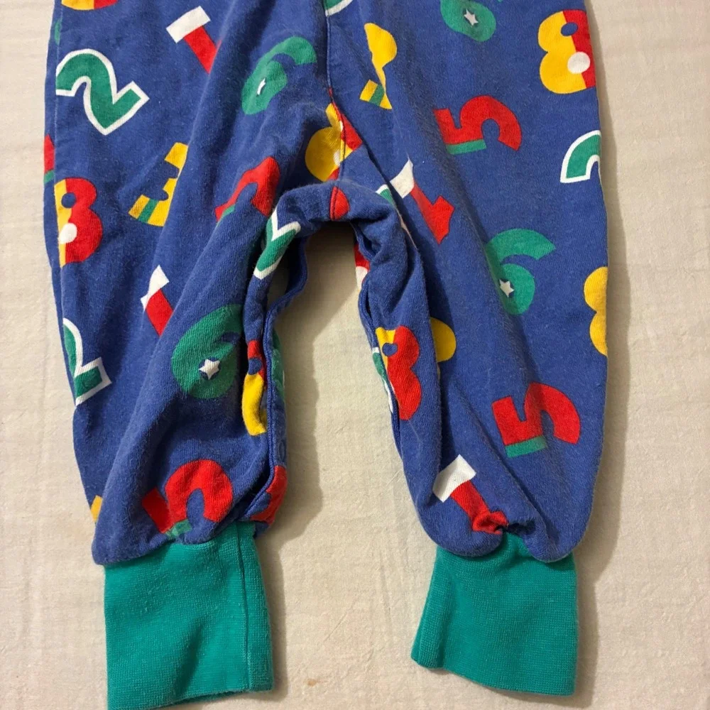 Vintage Gymboree Newborn Romper Hooded Number Print Blue‎ Red Yellow 90s Cotton